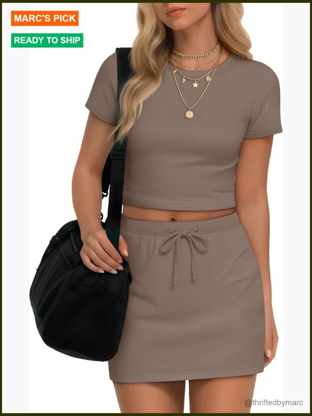 Cotton Skort Set with Cropped Tee, Athletic Tennis Outfit, 2 Piece